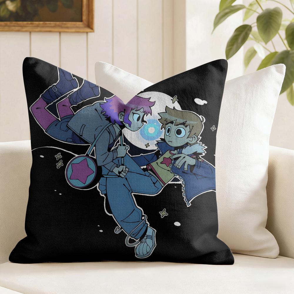 Anime SScott PPilgrim Cushion Cover Eco Linen Pillow Case DoubleSided Print Breathable Durable Zipper Home Decor Gift