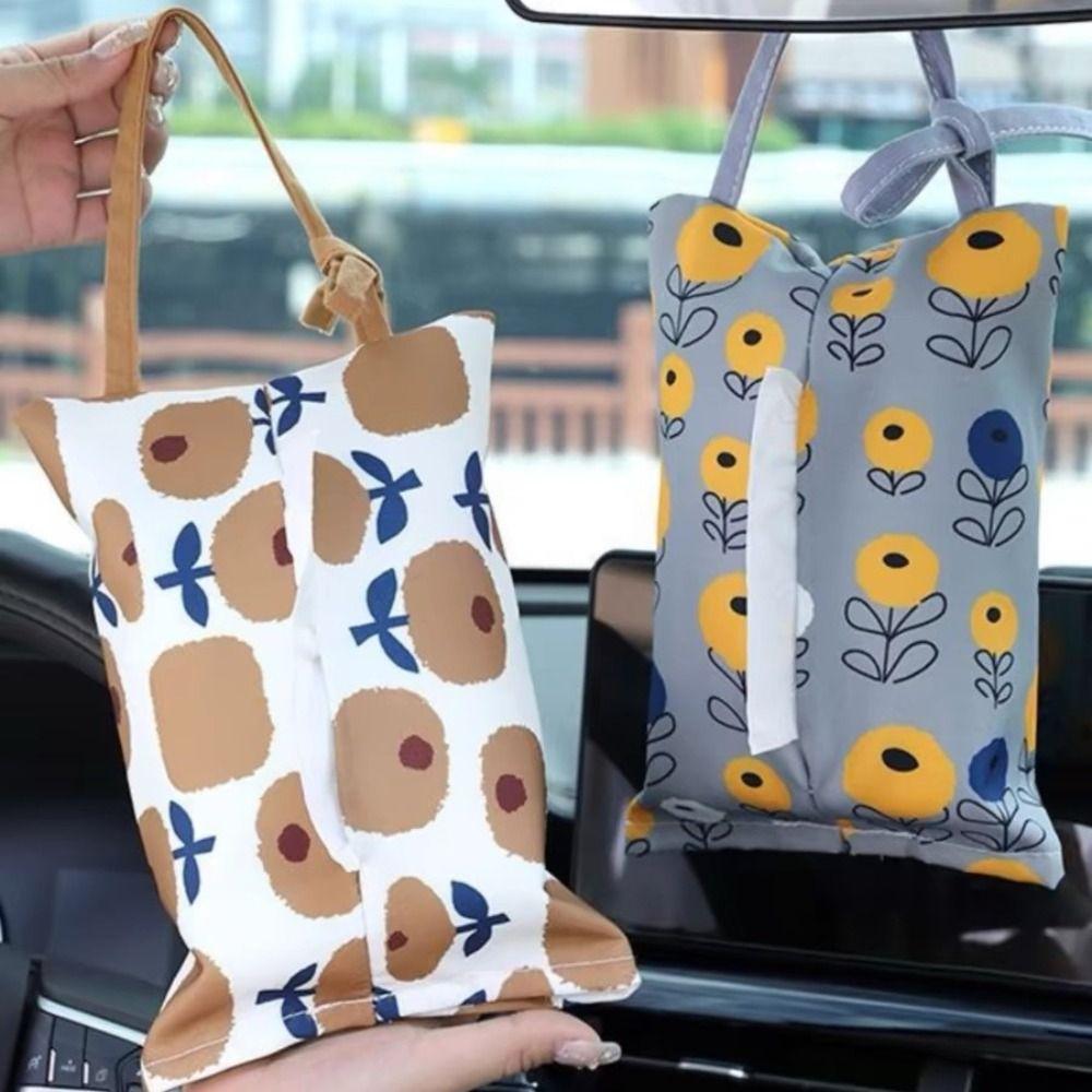 Pastoral Style Car Tissue Case Portable Tissue Container Fashion Napkin Paper Bag Home
