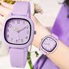Damen Eckige Uhr Lässiges Silikonarmband Quarz-Armbanduhr für Mädchen Uhr