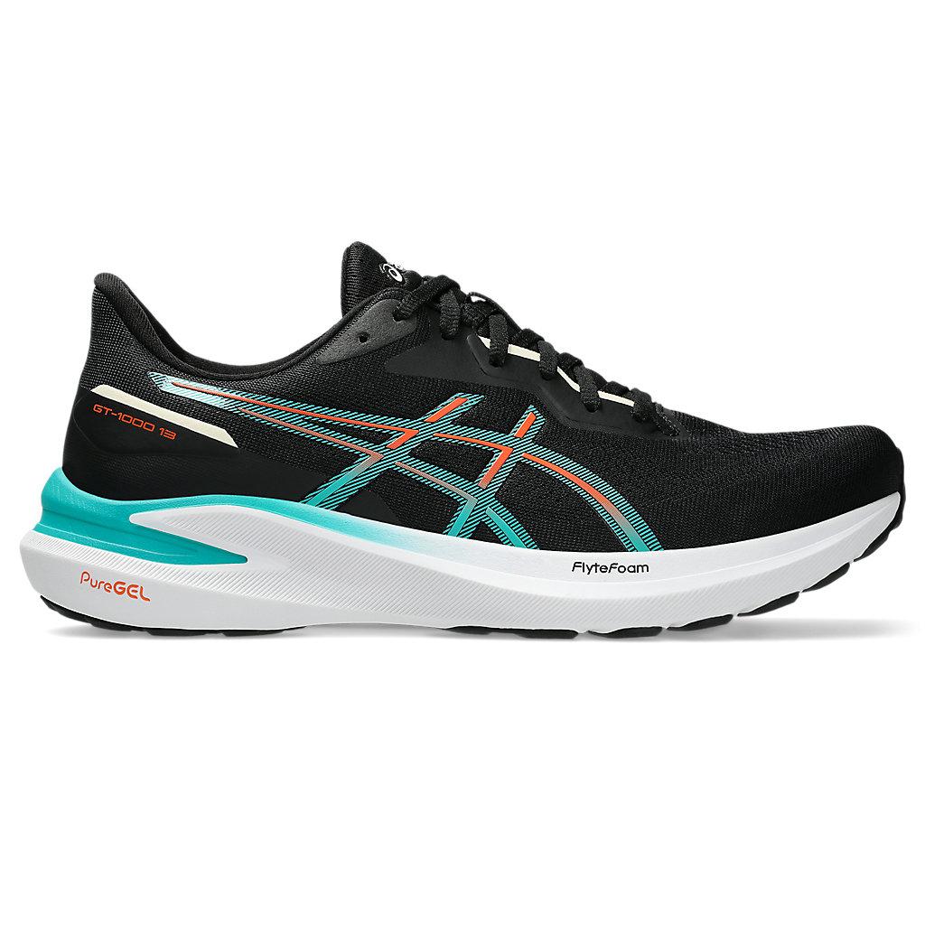 Asics GT 1000 13 Negro Ola Turquesa Zapatillas para Hombre 1011B858-005