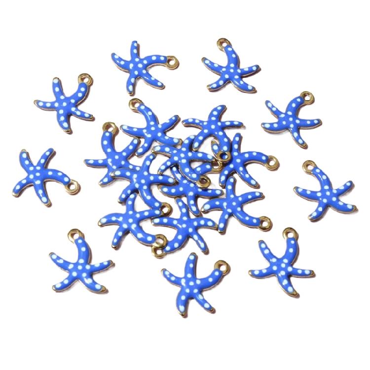 20PCS Colorful Starfish Pendant Unique Star Necklace Pendant Stainless Steel Texture for Home Decors and Own Collection