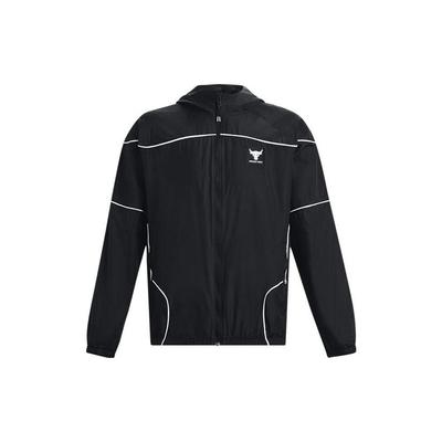 Project Rock Contrast Stripe Logo Training Jacket Men Outerwear Black 1378587-001