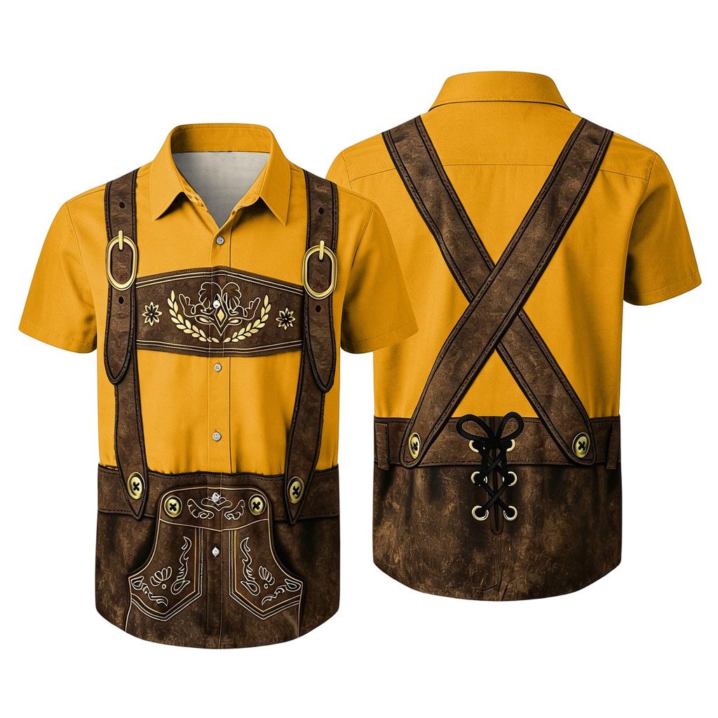 Men's Vintage Print Short Sleeve Cardigan Casual Loose Fit for Party Festival Daily Wear
