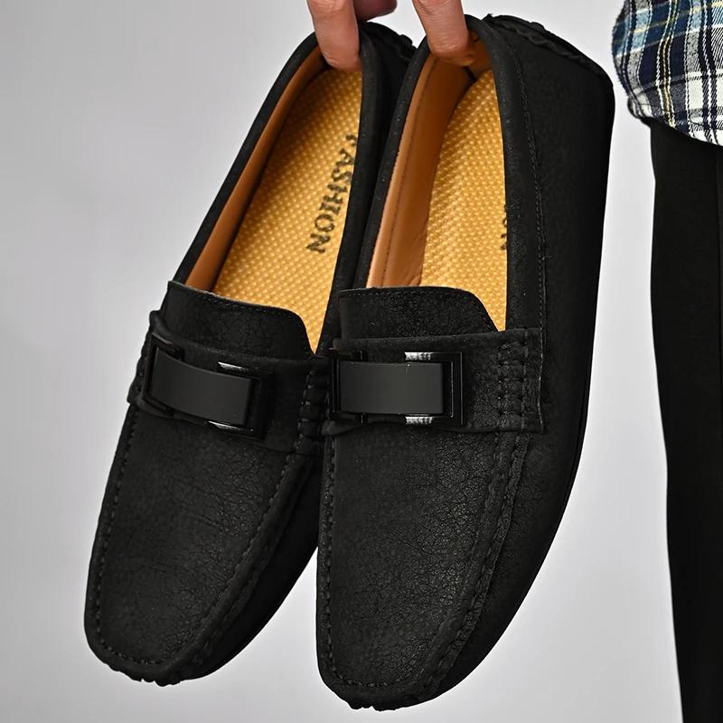 Fashion White Loafers for Men Soft Sole Social Shoes Casual Driving Flats Slip-on Male Moccasins Plus Size 38-49 Zapatillas Para Hombre