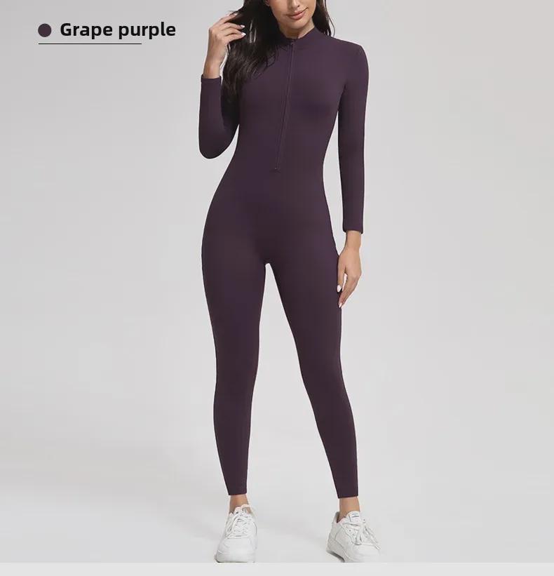 High-Intensity Outdoor Yoga Jumpsuit with Zipper and Velvet for Warmth