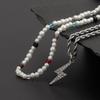 Bolt/Star Pendant Choker Layered Necklace Imitation Pearls Bead Neckchain for Women Girls Fashionable Jewelry Gift