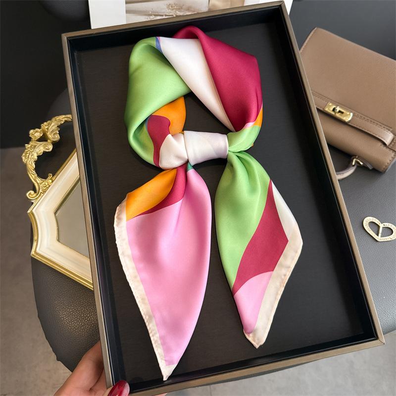 70Cm Dot Pattern Scarf Imitation Silk Square Scarf Women Neckerchief Female Luxury Square Scarves Satin Hijab Ribbon Bandana