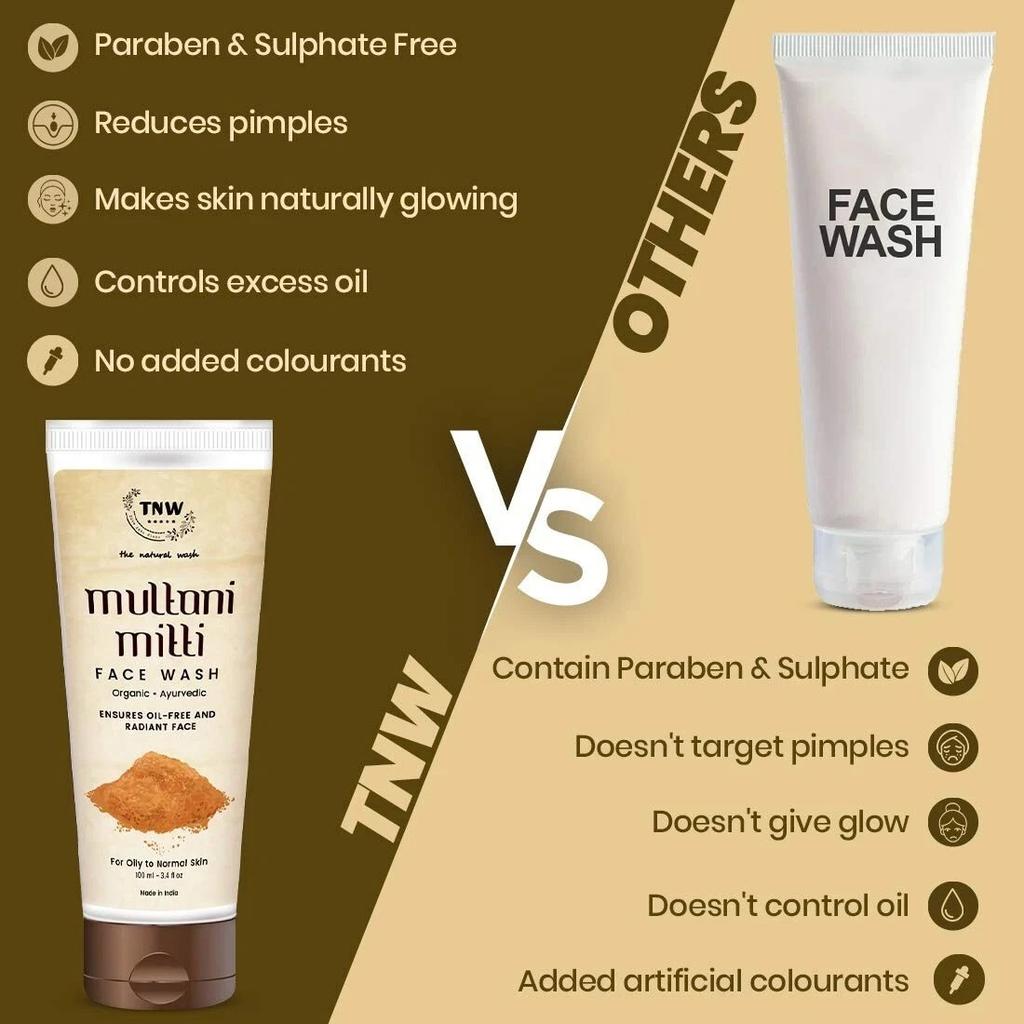 TNW-THE NATURAL WASH Multani Mitti with Ayurvedic Wisdom of Sandal Wood 100ml