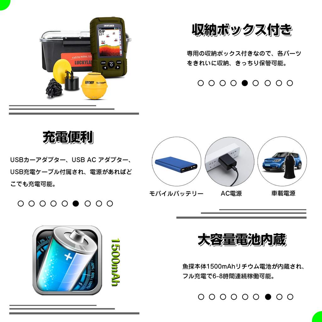 LUCKYLAKER Kajak Drahtloser Fischfinder Tragbares Fischerboot Seefischen Fischfinder Wasserdichter Stint Bass SUP Doppelgussfischen Klein