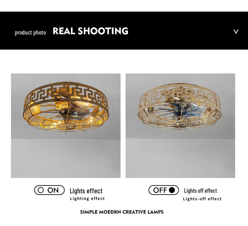 Retro Industrial Style Remote Control Ceiling Fan with Invisible Light and Wrought Iron Finish