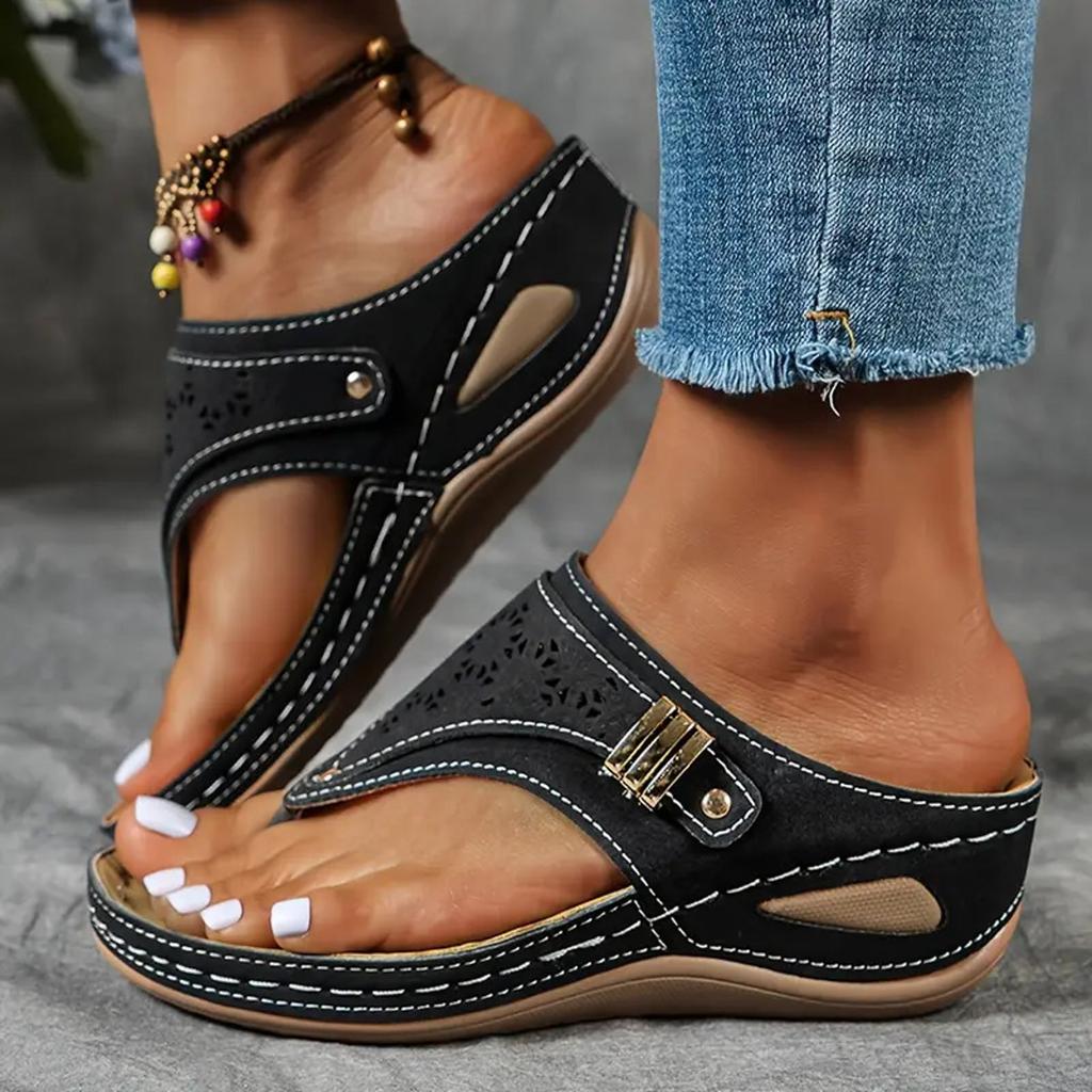 Glitter Sandals For Women Size 8 Thick Soled Wedge Heeled Women'S Outdoor Thong Sandals Fashionable And Casual Sandals For Woman