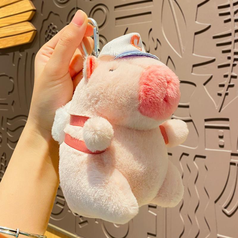 New Kapibala Capybara Keychain Car Couple Backpack Pendant Cute Pink Hamburger Capibala Capybara Plush Keychain Doll