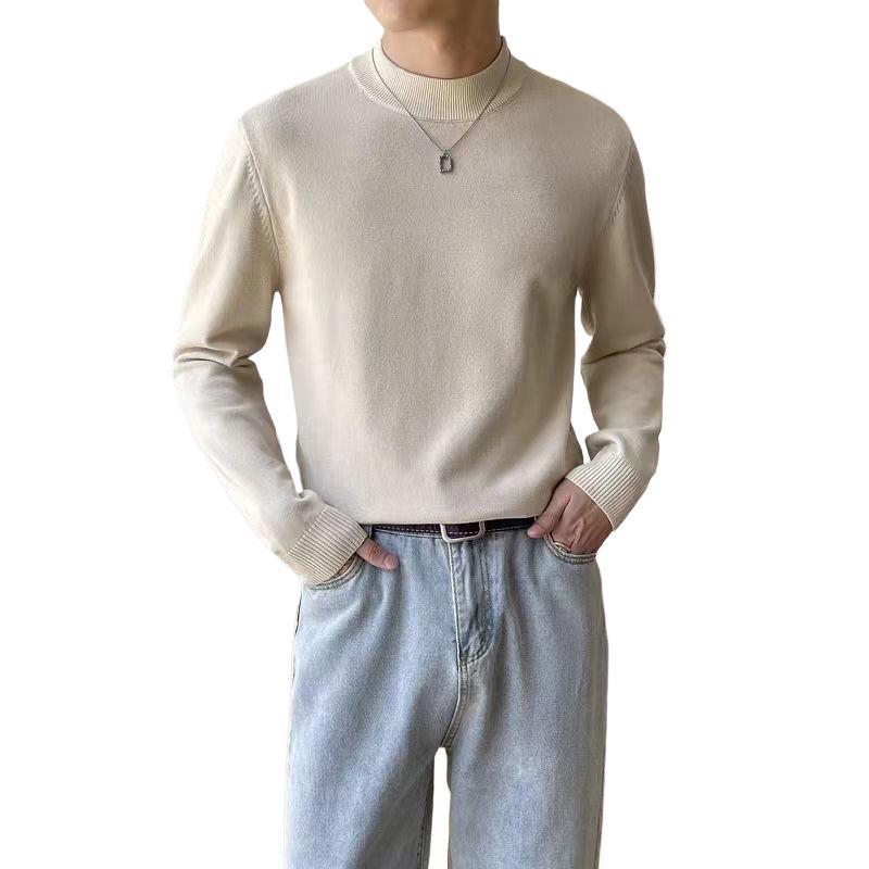 Specht 2025 Herren Rollkragenpullover – Unifarben gestrickt, Langarm, Herbst/Winter-Wärme, Hongkong-Stil