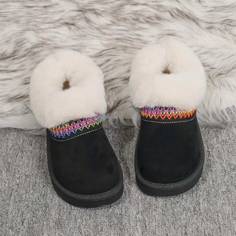 New Fleece Cuff Low-top Fleece Cotton Shoes for Women, Plus-size Warm Thick-soled Snow Boots