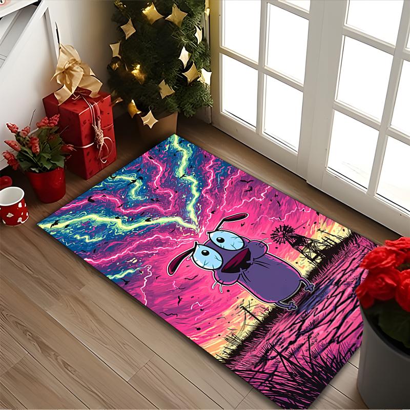 1pc Office Printed Area Carpet, Courage the Cowardly Dog Rug, Home Sofa Chair Mat For Christmas and Halloween Décor