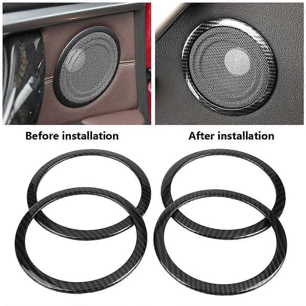 4Pcs Carbon Fiber Style Car Door Speaker Ring Trim Cover for BMW 3 Series F30 GT F34 13-18