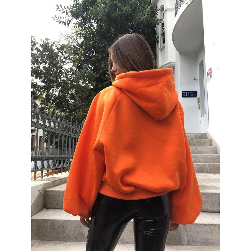 Autumn and Winter Sports Casual Fleece Hooded Sweater Women's Street Style Oversize Loose Long-sleeved Pullover Jacket