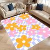 Grid Floral Carpet Mat Rug Home Decoration Living Room Bedroom Floor Decor Pastel Style Non Slip Rugs Living Room Decoration