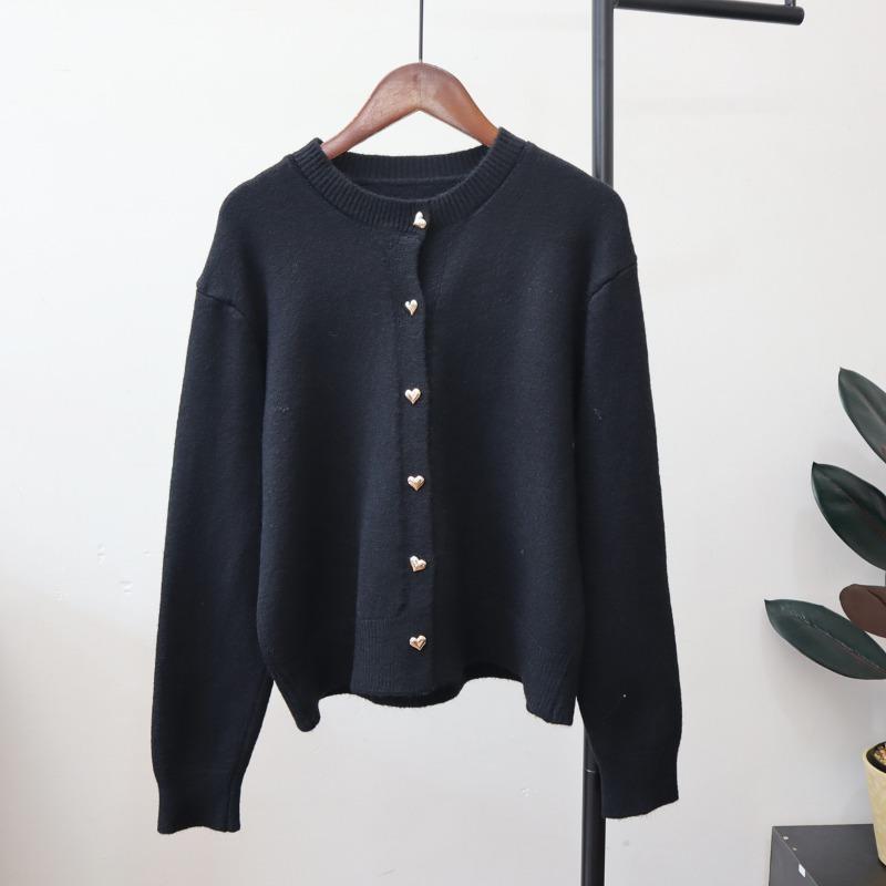 

Осень и зима новый свободный однотонный вязаный кардиган с круглым вырезом, мягкий, восковой, в ленивом стиле, темпераментная куртка-свитер для женщин one size fits all чёрный