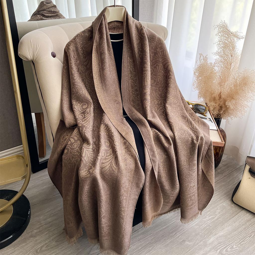 Double-Sided Commuting Warm Fashion Elegant Simple Atmosphere Imitation Cashmere Scarf Shawl Cape Female Big Name Style