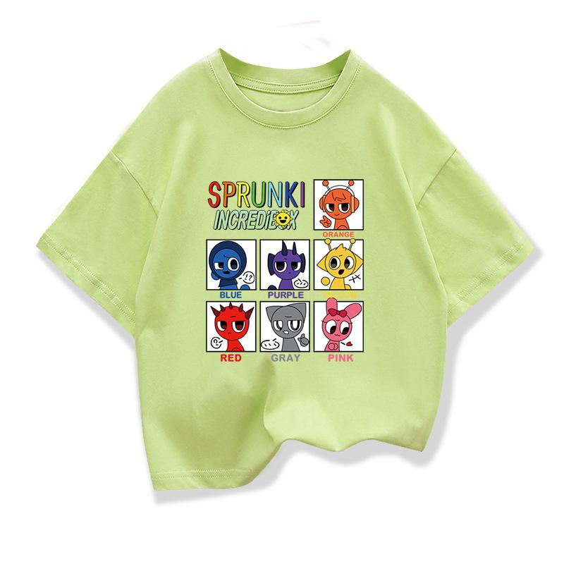 Summer Kids Game Incredibox Tshirt Cute Sprunki Cartoon Tops Baby Girls Spring O-Neck TeeChildren Short Sleeve Shirt Clothes