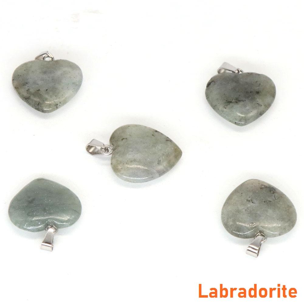 10PC/Set Love Heart Shaped Pendant Natural Stone Rose Quartz Crystal Turquoise Tiger Eye Aventurine Jewelry Making Necklace 20mm