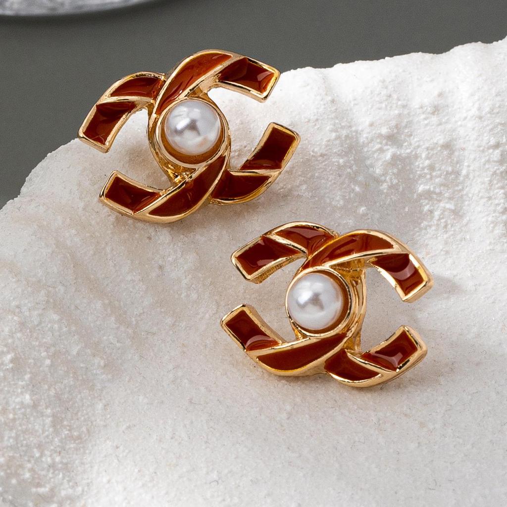 Daisy Jewelry: Imitation Pearl & Rhinestone CC Pendant Earrings for Women's Daily Wear