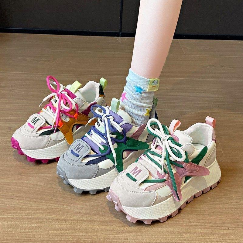 Thick Soled Casual Board Shoes for Women, Versatile Star Shoes, Student Flat Sports Shoes