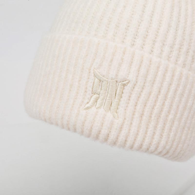 Herbst Winter Einfarbige Mütze Outdoor Wollmütze Samt Warme Gestreifte Strickmütze