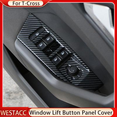 4Pcs Car Door Window Lift Panel Cover Sticker for Volkswagen VW T-Cross Tcross 2018 2022 2023 LHD