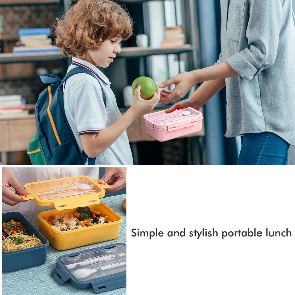 Brotdosen Bento-Boxen Auslaufsichere Brotdosen für Mikrowelle Bento-Brotdosen mit 3 Fächern und Geschirr