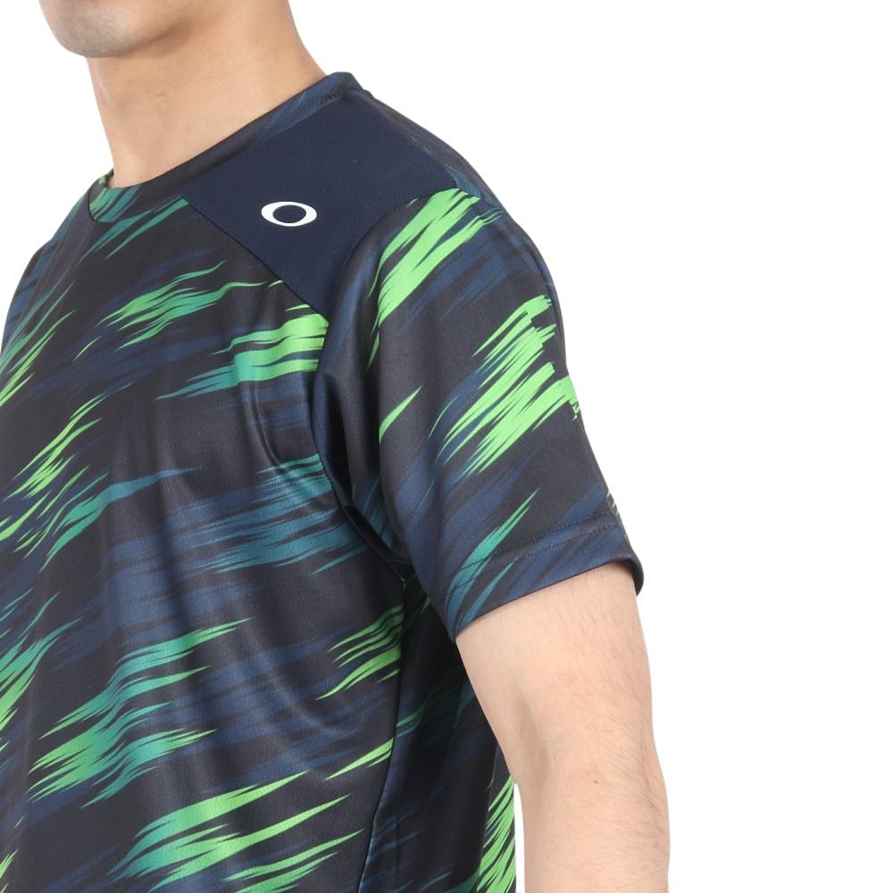 Tennis Shirt SLANT GRAPHIC SS TEE BLUE STORM PRINT S size [Oakley] 9.0 (66V) (Japanese M)