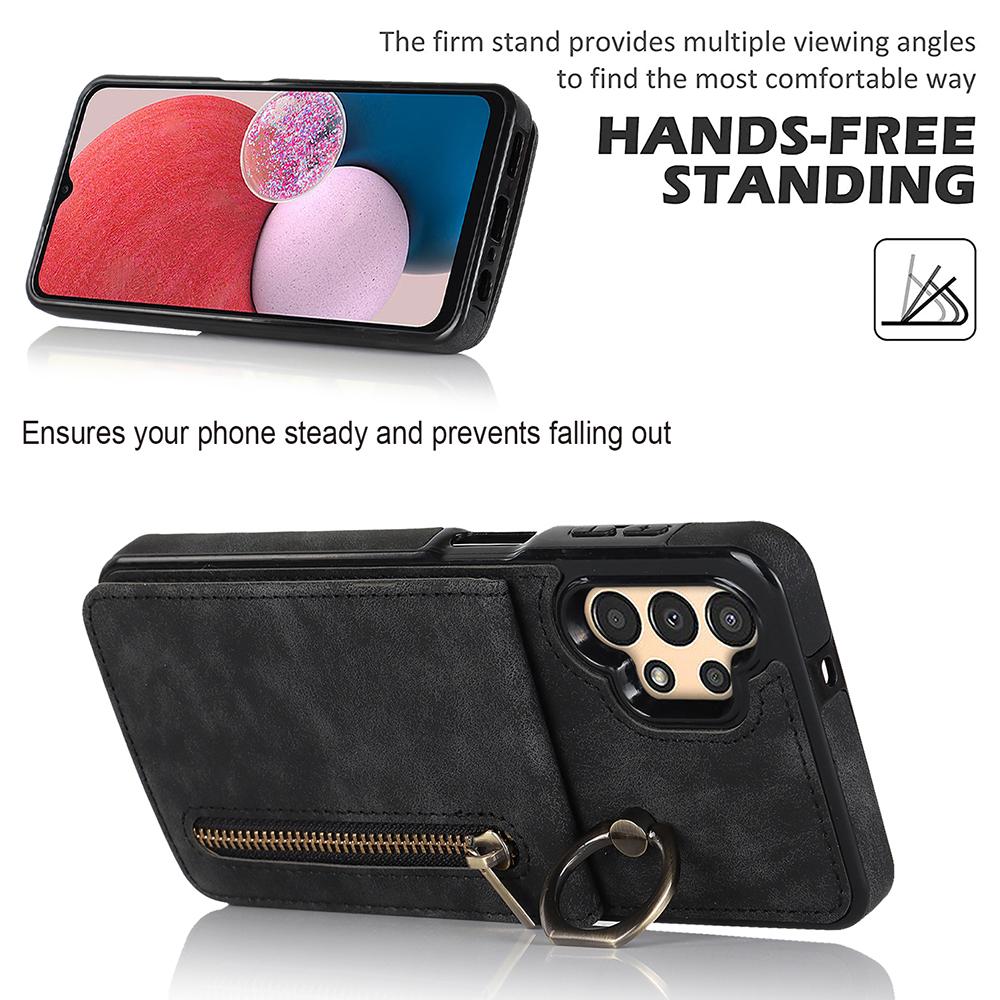 For Samsung Galaxy A13 5G/A13 4G RFID Blocking Kickstand Case Retro PU+TPU Wallet Phone Cover