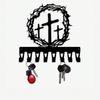 Modern Cross Key Holder Iron Wall Decor 8 Hooks Functional Christmas Gift