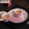 Pink Peony Flower Ru Kiln Porcelain Pot Bearing Holder Handmade Dry Brew Table Tea Tray Kung Fu Tea Chinese Tea Set Decoration