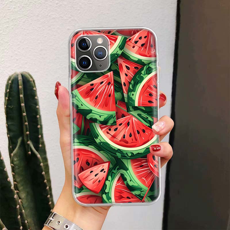 Watermelon Summer Fruit For iPhone 17 Air 16 15 14 Plus 13 Mini 12 11 Pro Max Phone Case 16E 7 Print 8 SE Fundas Cover Soft Coqu