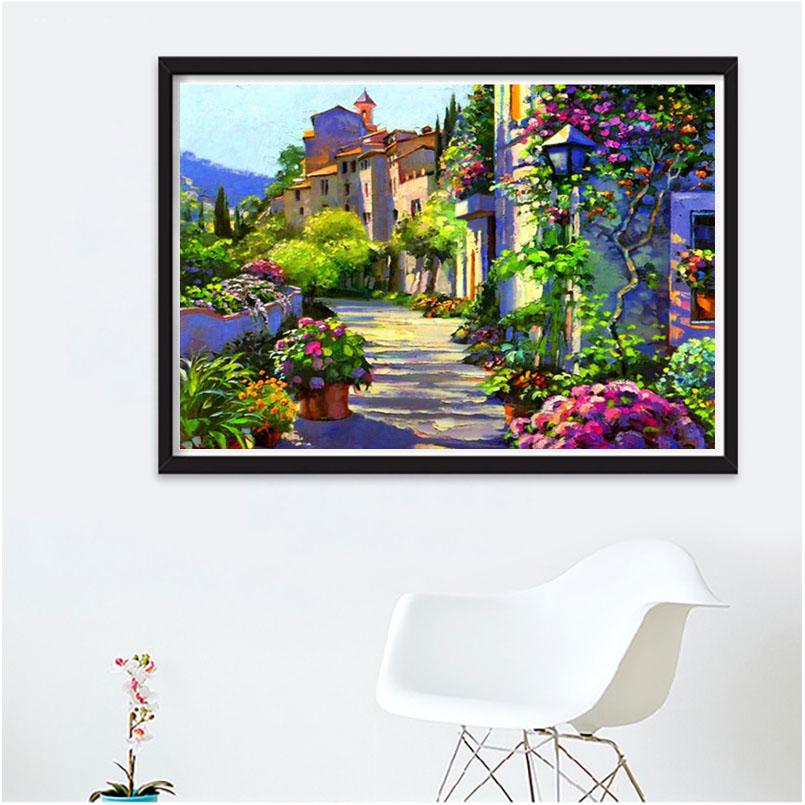 Diamantové vyšívání Cross Stitch Krajina Plné kulaté kamínky Pouliční scenérie Diamantová malba