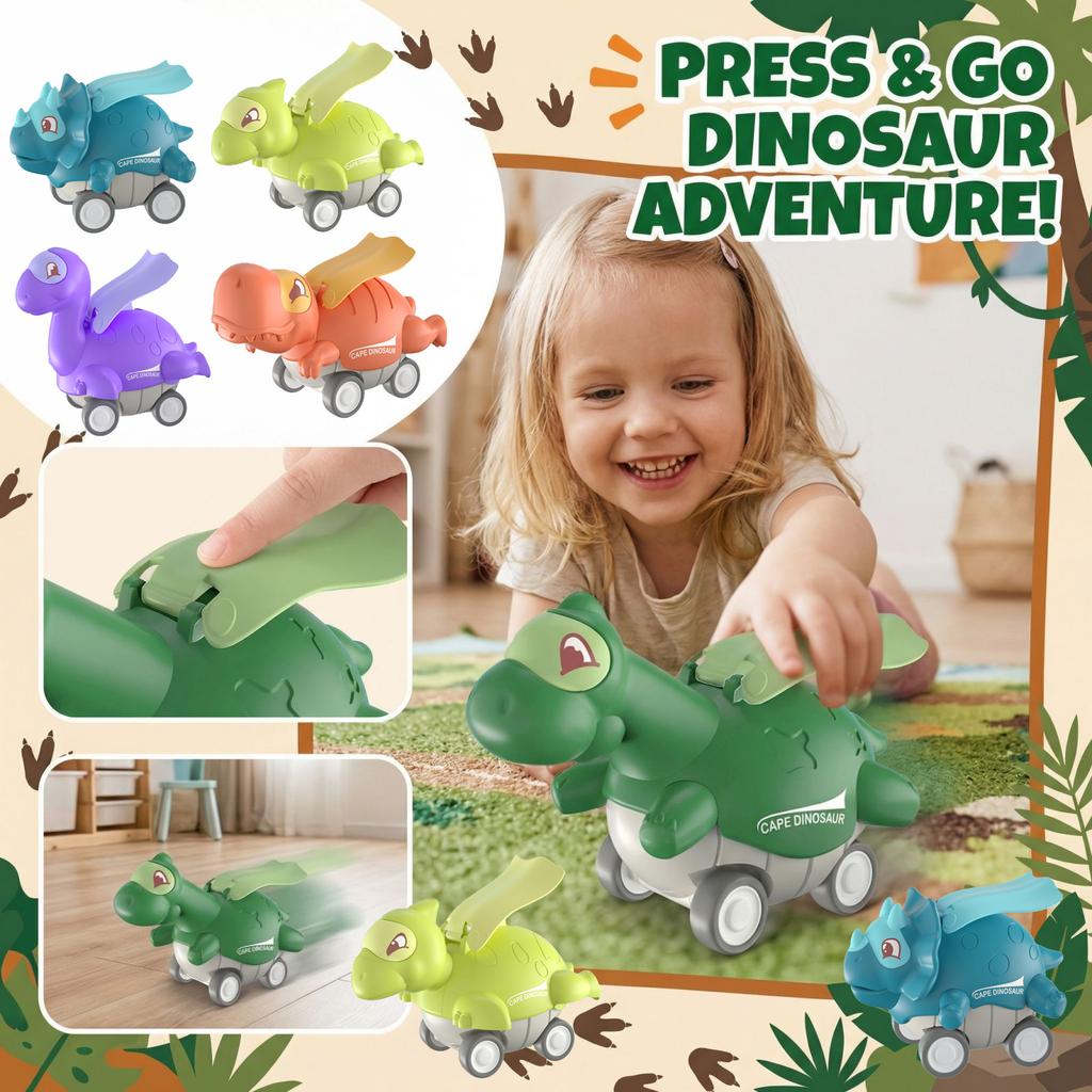 Druckknopf-Spielzeugauto für Kinder, Baby-Dinosaurier-Schiebefahrzeug, Dekompressions-Autospielzeug