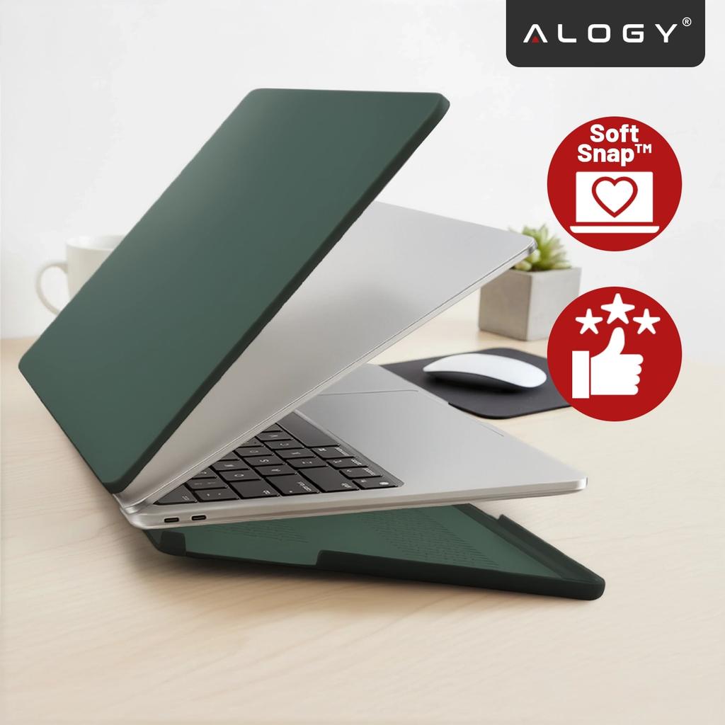 Apple Macbook Air 13 / 13.3" 2018-2021 İçin Kılıf (M1 A2337/A2179/A1932) - Esnek, Mat Koruyucu Kılıf, Hafif ve Dayanıklı - Alogy Airguard™ Yeşil