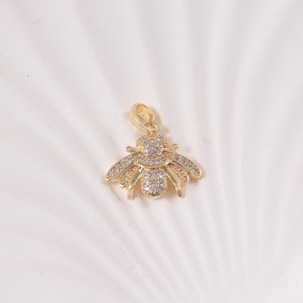 Двухцветный кулон-пчела с полным бриллиантовым покрытием, золотой и серебряный, ожерелье для женщин