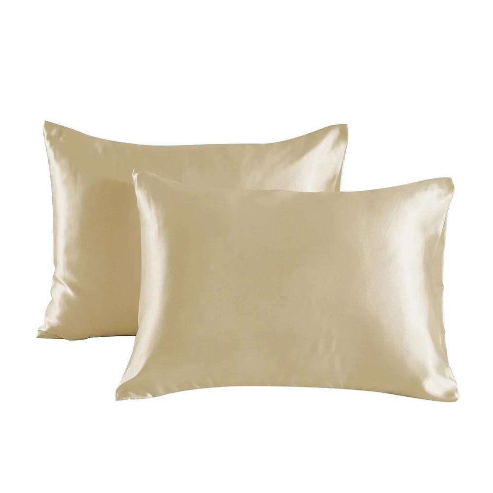 1 pair of large silk satin pillowcase simple solid color bedding household smooth multicolor satin pillowcase household