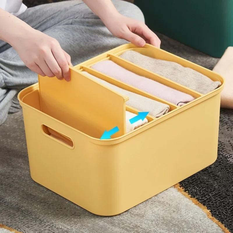 Plastic Clothes Storage Box Stackable Underwear Socks Compartment Organizer Container Toy T-shirts Jeans Closet Drawer Divider