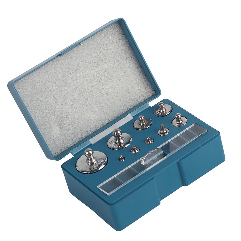 17pcs 211.1g Calibration Weight Set Steel Scale Weight Test Weights for Jewelry Grams with Tweezers Material #45 Plastic Storage Box for