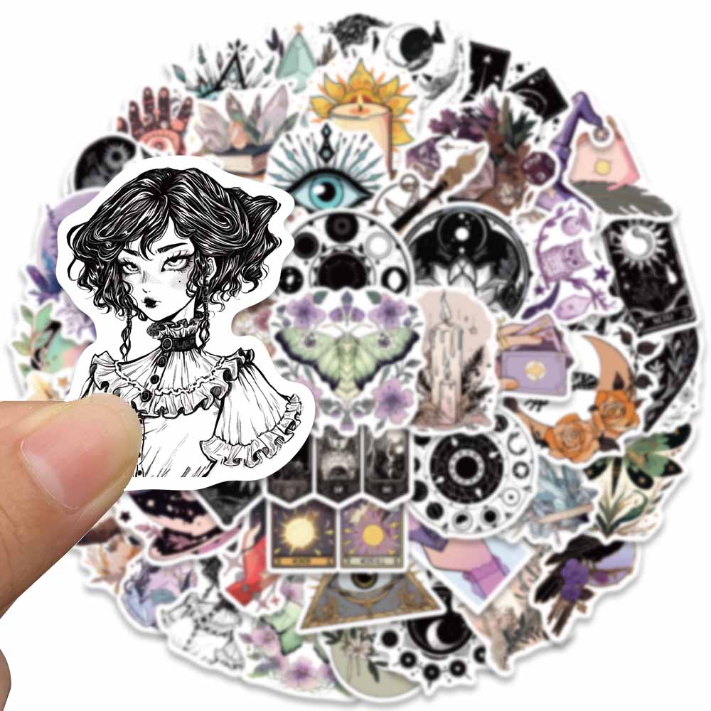 50Pcs Witchy Gothic Apothecary Tarot Witch Astrology Boho Stickers Magician Fridge Guitar Phone Bottle Graffiti Kids Sticker