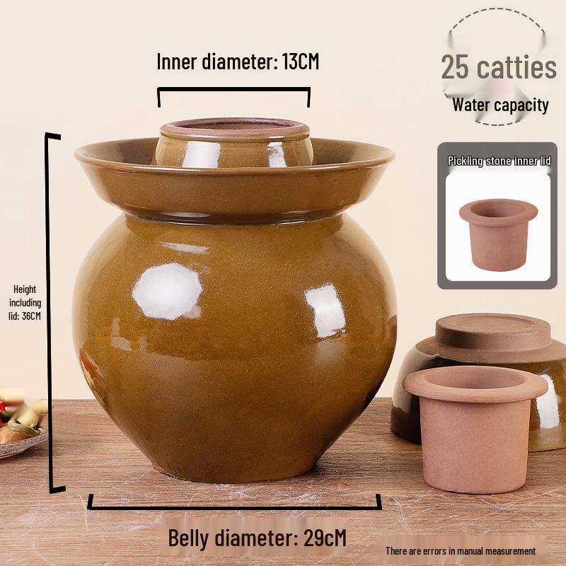 Large Earthenware Sichuan Pickled Vegetable Jar - Traditional Ceramic Sauerkraut Pot for Home Use