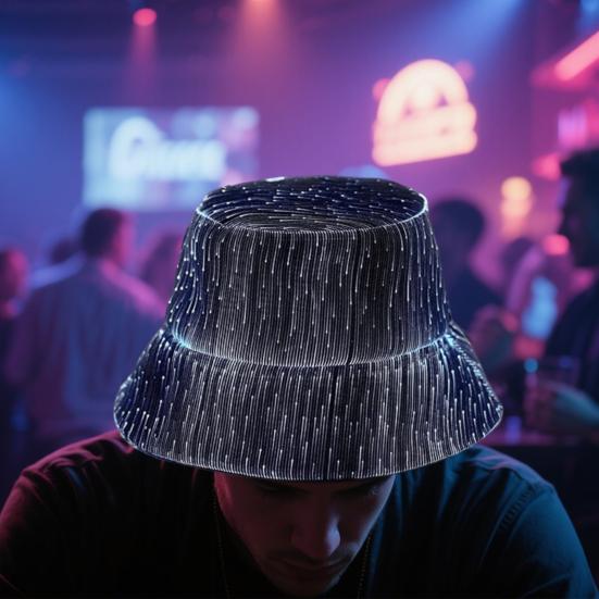 LED Fisherman Hat Neon Rave Bucket Cap 7 Colors Glow
