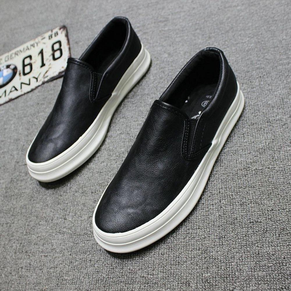 Fashion Flat Shoes Men's New Style One Foot Casual Leather Shoes Mens Thick Soled Board Shoes Single Shoe Loafers designer loafers men