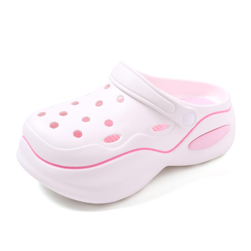 

Женские тапочки на толстой подошве с закрытым носком, женские нескользящие сандалии, женская обувь для медсестер 37/38 белый/розовый