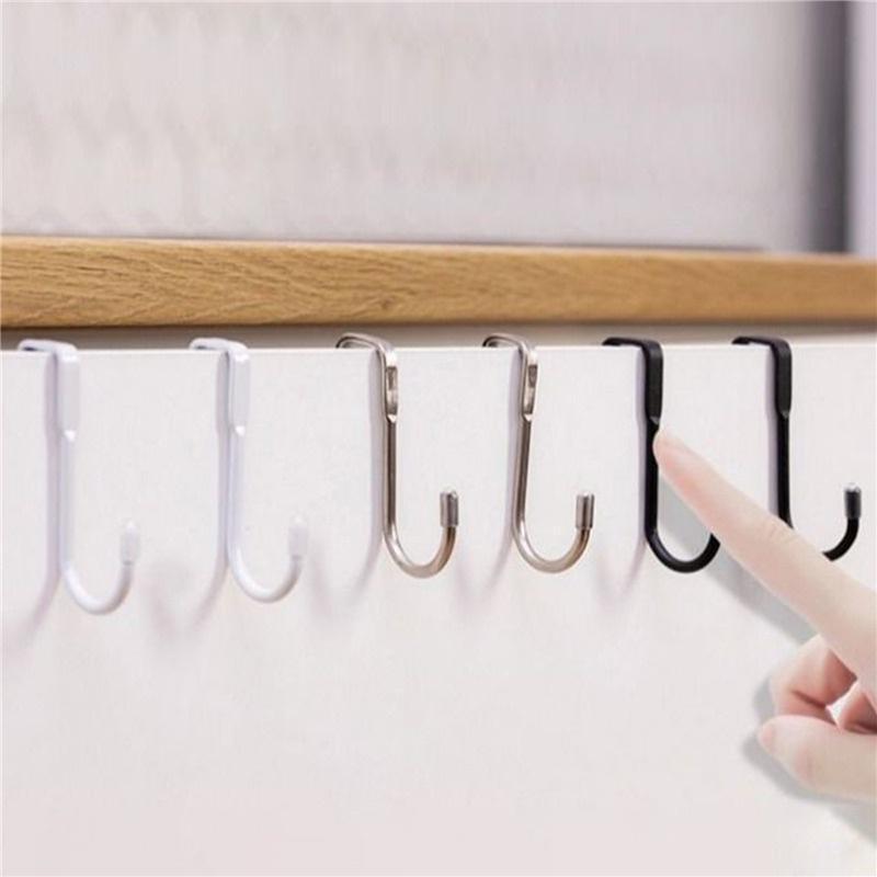 1PC Stainless Steel Non-perforated Multi-purpose Double S Hook Hanging Hooks Hangers for Kitchen Bathroom