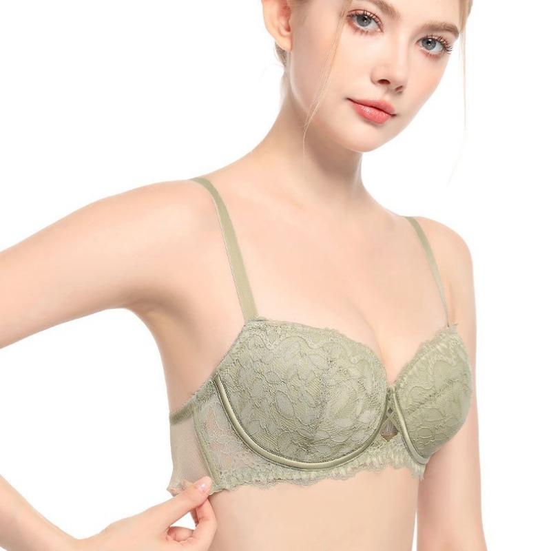 Sexy Half-cup Lace Suit for Small Chest, Non-empty Cup Underwear for Women, Gathered Anti-sagging Bra
